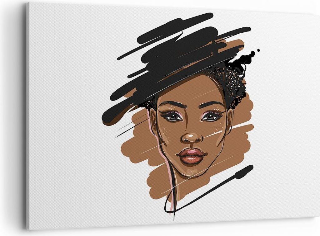 Bild auf Leinwand - Leinwandbild - Einteilig - Afrikanisch Modern Porträt - 100x70cm - Wand Bild - Wanddeko - Wandbilder - Leinwanddruck - Bilder ...