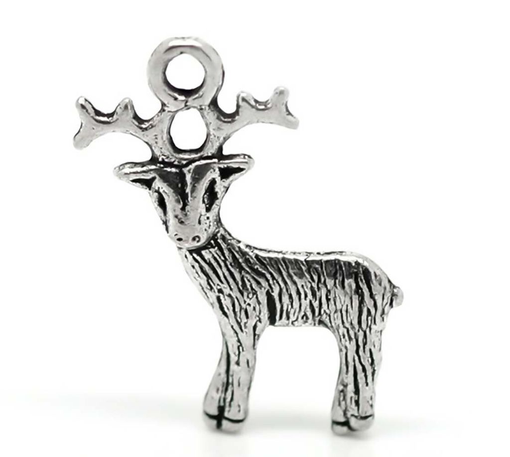 30 Charm-Anhänger Hirsch Rentier 24x19mm antiksilber Charmanhänger Geschenkanhänger