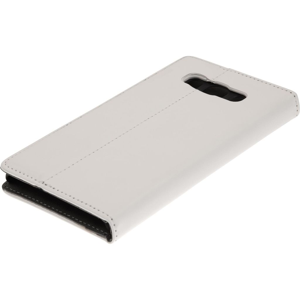 PhoneNatic Kunst-Lederhülle kompatibel mit Samsung Galaxy J5 (2016) J510 - Book-Case weiß + 2 Schutzfolien