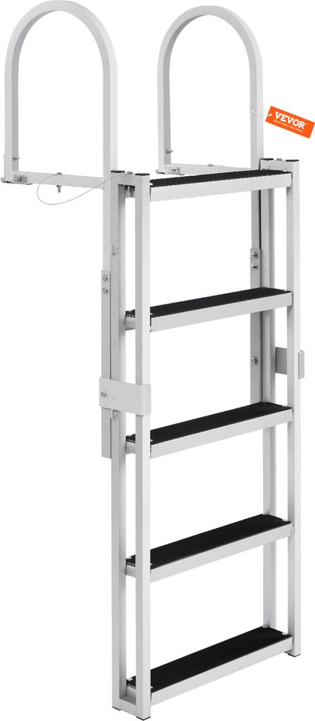 VEVOR Dockleiter 5 einziehbare Stufen 159kg Tragkraft Pontonbootleiter aus Aluminiumlegierung mit 1700-2005mm einstellbarer Höhe 10cm breite Stufe...