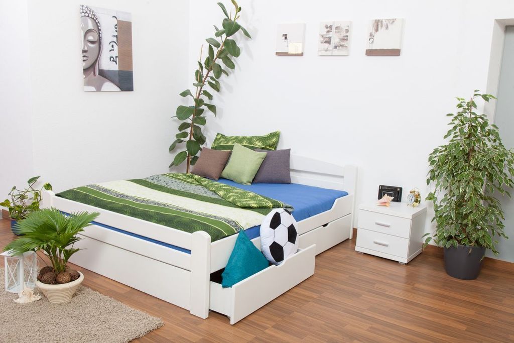 Bett Buche 180 x 200 cm Weiß