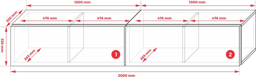 MEUBLE TV : Cachemire, (2 x 100 cm) x 34 x 32 cm Image du produit 