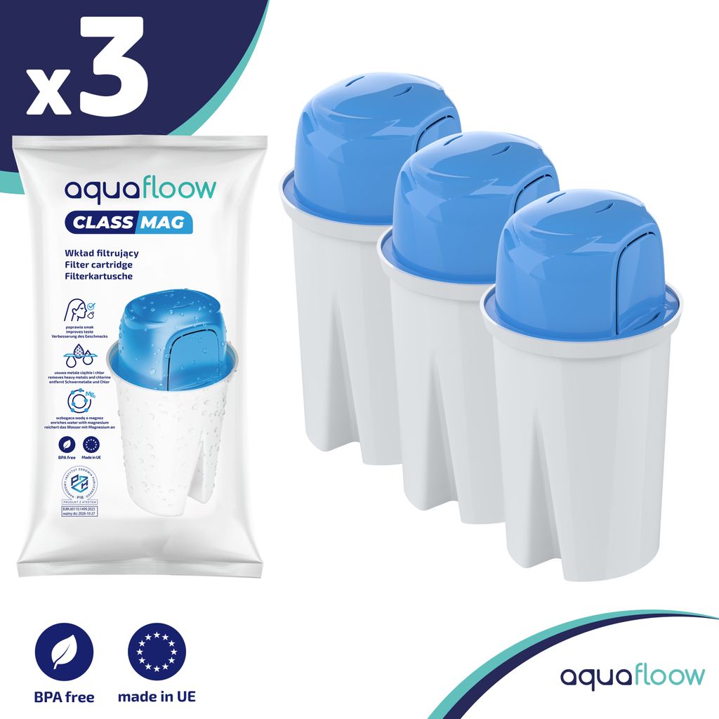 Aquafloow Magnesium Wasserfilter Kartuschen für Wasserfilter Kanne, Filterkartusche, Mit Magnesium An | Ersatz für 3 Stück