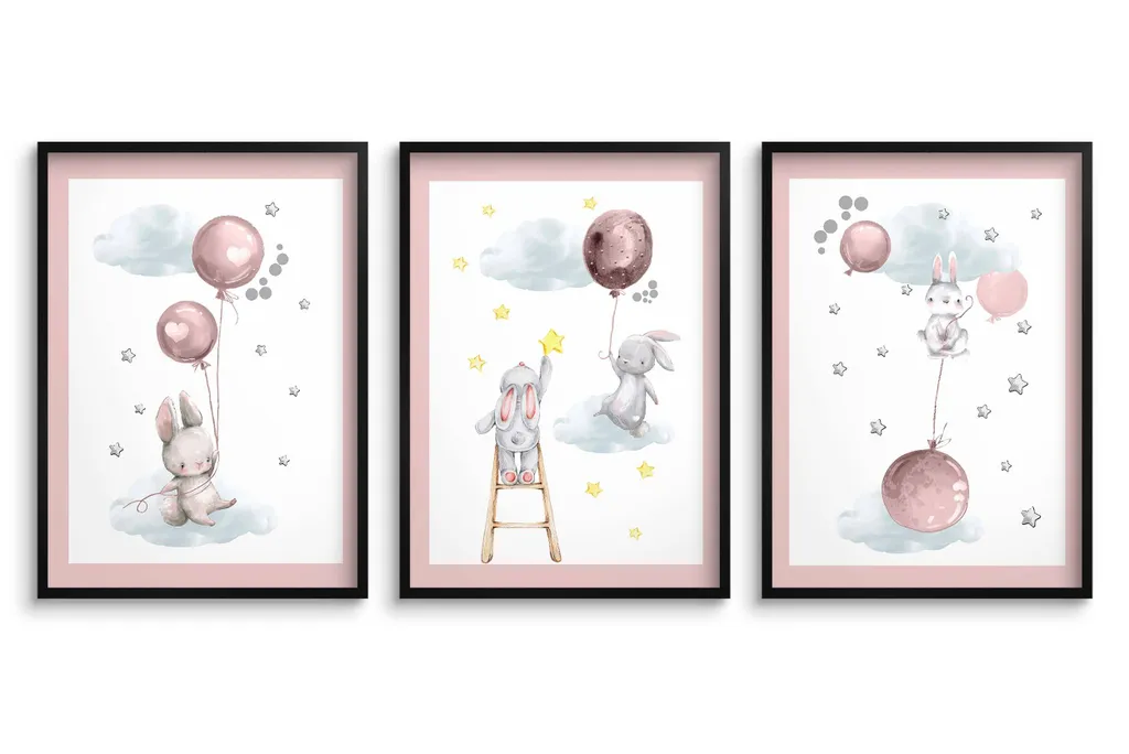 Poster Coniglio Eco-Friendly 50x70 | Set 3 Stampe Impermeabili Casa
