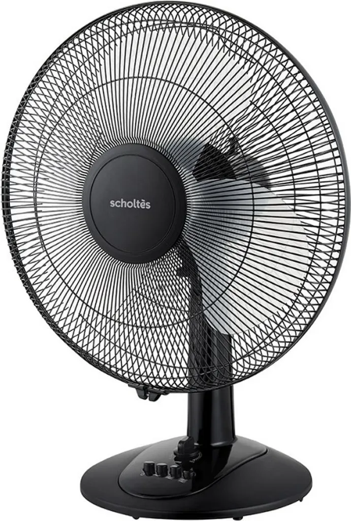 Ventilateur de Table 40cm Contre la Chaleur Scholtes 55W Noir 3 Vit