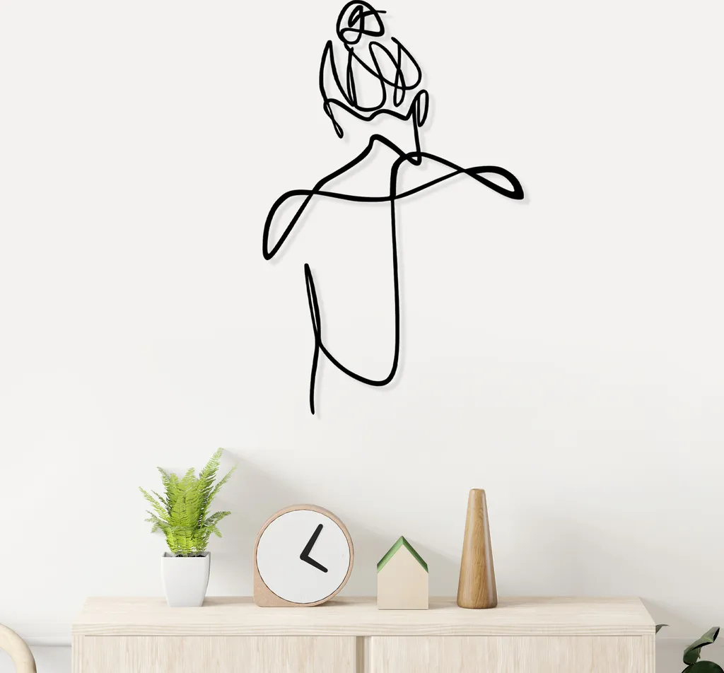 Decorazione Metallo Wallity Donna Nero 39x57 - Arte Murale Minimalista