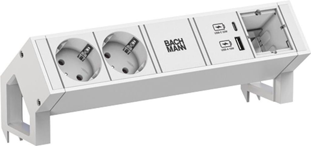 BACHMANN DESK2 white 2xCEE7/3 1xCM 1xUSB A/C 22W 0,2m GST18
