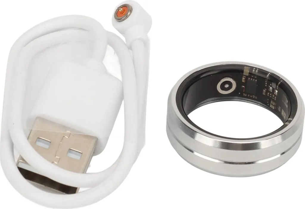 Bague Connectée Suivi Sommeil et Fitness Argent IP68 Android iOS Taille 12