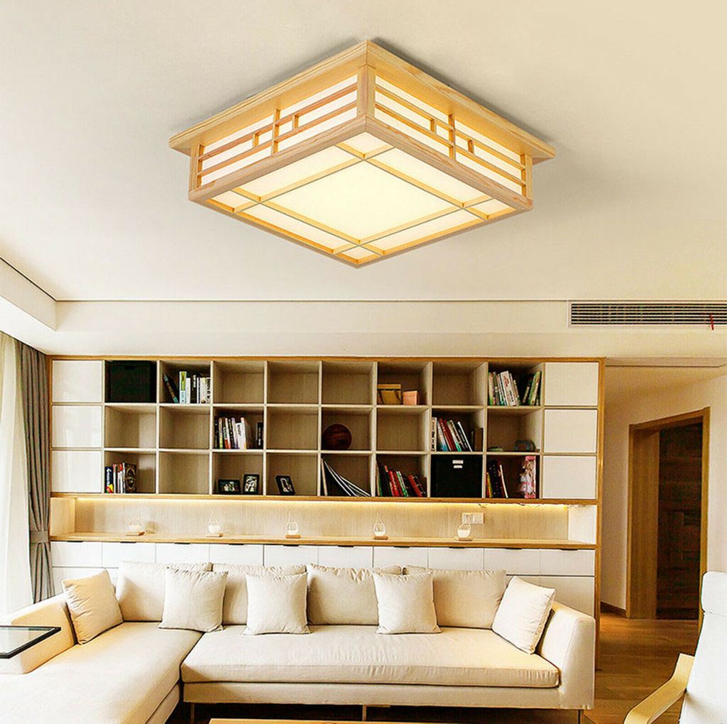 Plafonnier LED en bois Plafonnier à intensité variable Image du produit 