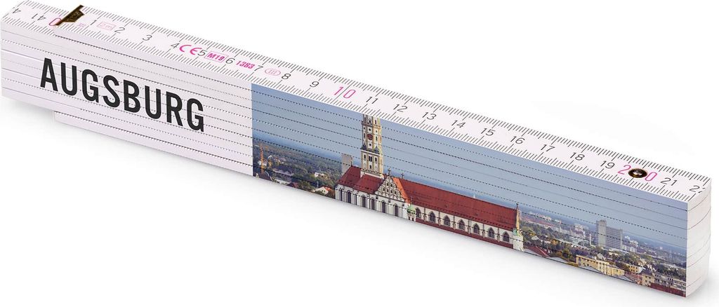Metrie bedruckter Zollstock Geschenk | Altstadt von Augsburg