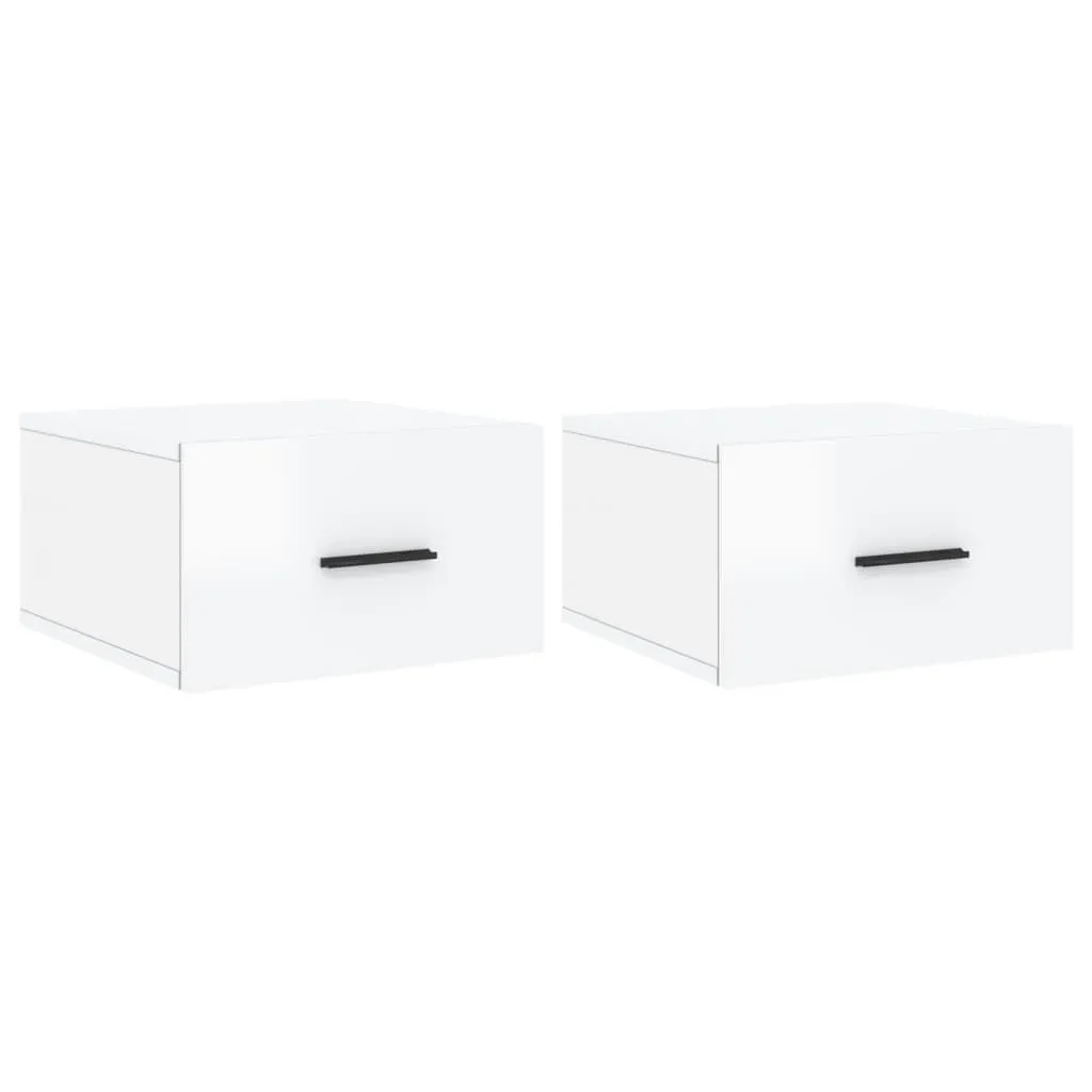 Comodini Sospesi vidaXL Bianco Lucido 2 pz 35x35x20 cm Design