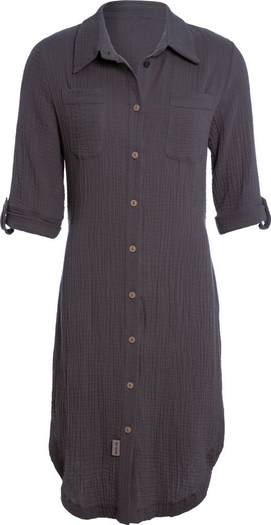 Knit Factory Kim Blusenkleid - Anthrazit - XL - 100% Baumwolle