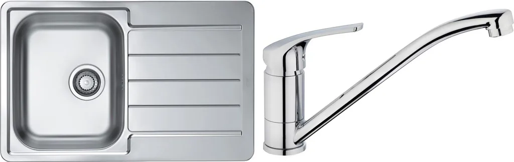 Alveus Set Line 80 + Miscelatore Riviera | Lavello Inox Anti-Graffio