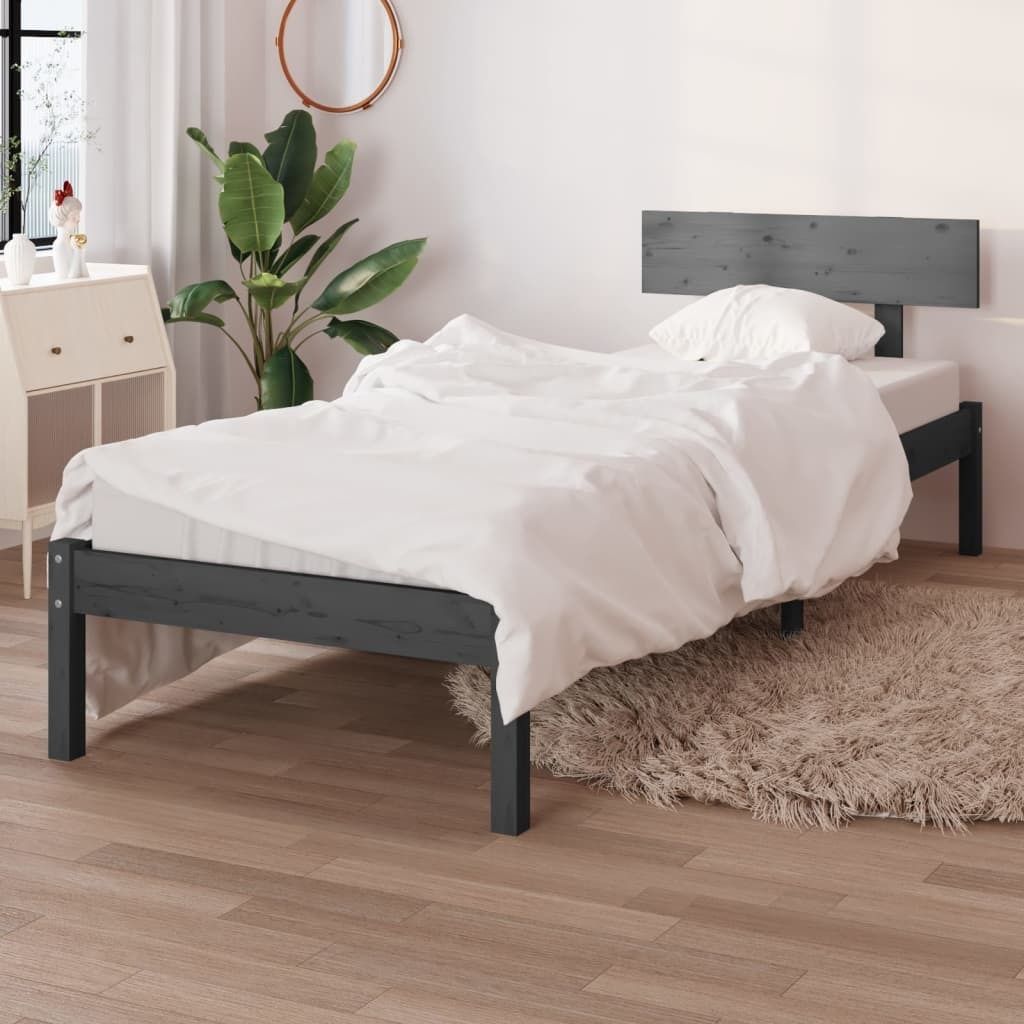 Maison Exclusive - Massivholzbett Grau Kiefer 100x200 cm