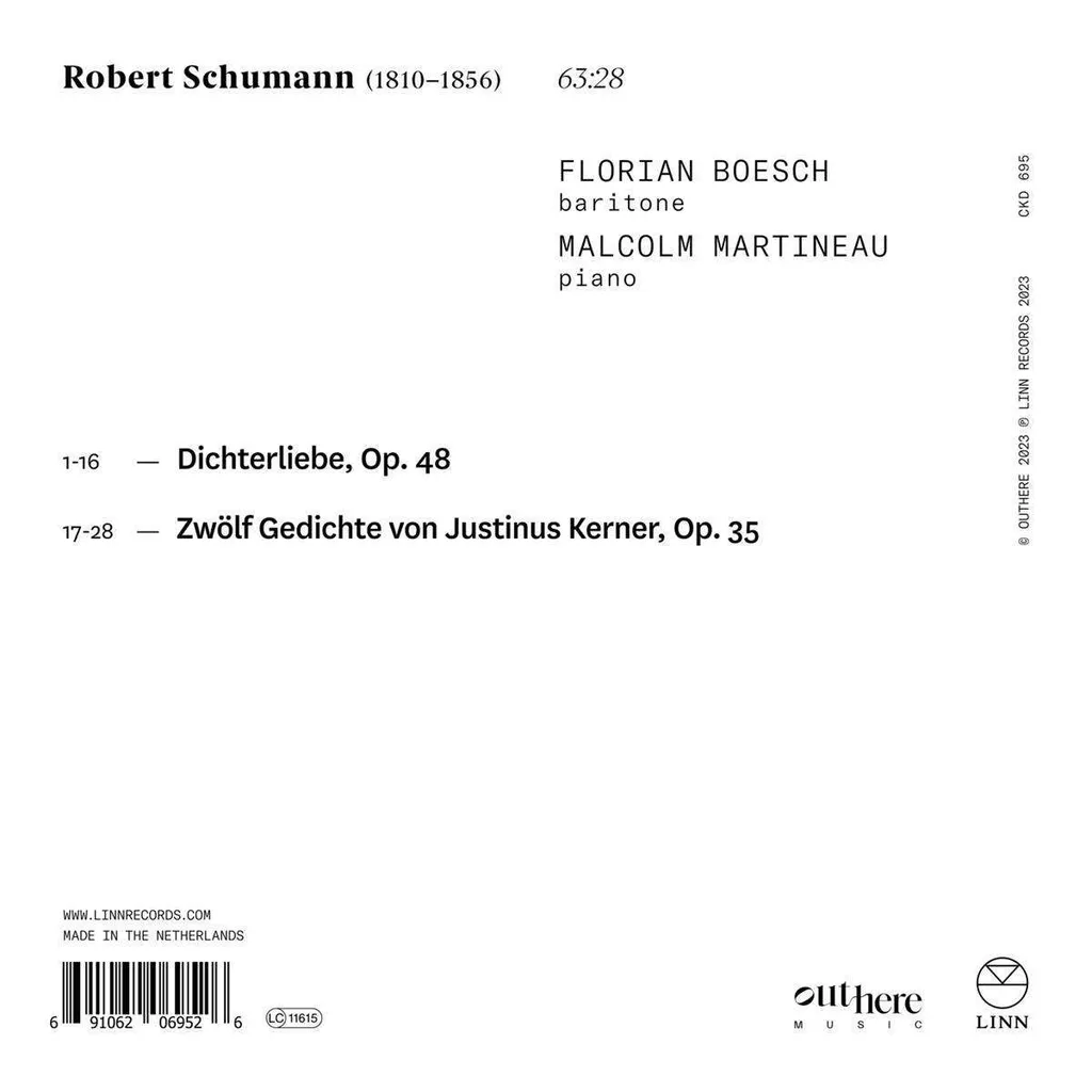 Amour de poète et Kerner-Lieder de Schumann : Version Florian Boesch - 2