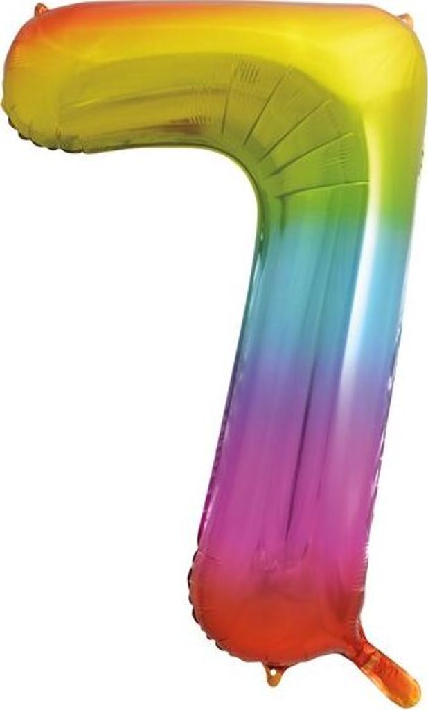Folienballon Zahl 7 bunt regenbogen