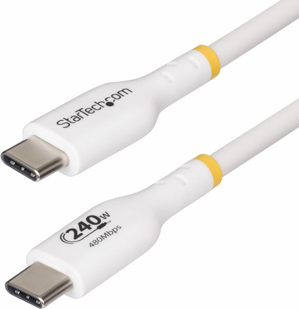 StarTech.com 1m USB-C-Ladekabel, Laden und Synchronisieren, 240W (5A) Power Delivery EPR, USB 2.0 Laptop-Ladekabel, USB-IF-, TPE-Mantel, Weiß - US...