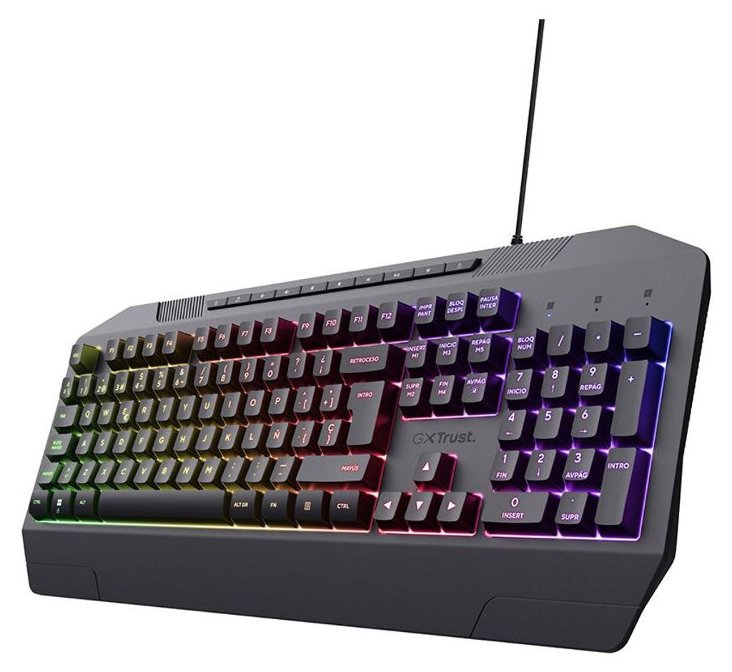 Trust GXT 836 Evocx, Kabelgebunden, USB, Membran Key Switch, QWERTY, RGB-LED, Schwarz