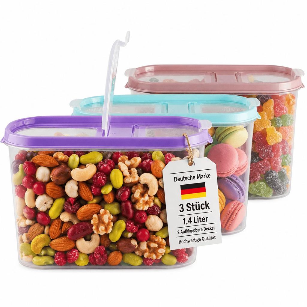 Schüttdosen 3er Set 1,4 Liter Vorratsdosen Müsli Produktbild 
