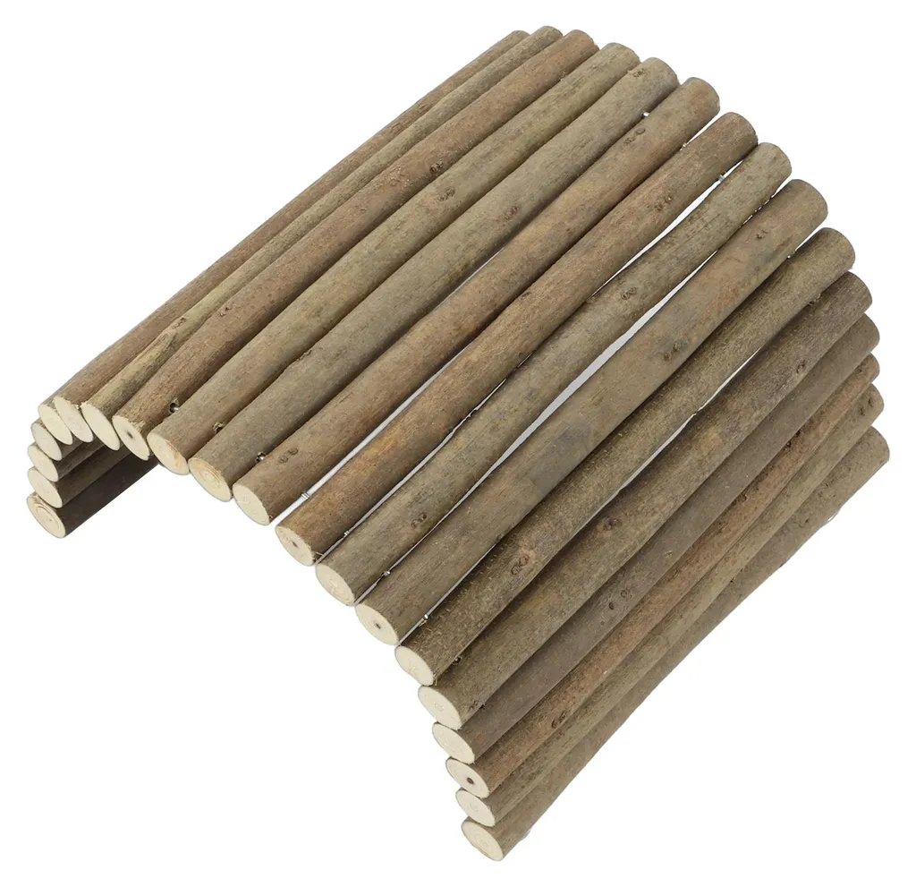 Grand pont flexible en bois naturel pour cochons d'Inde et hamsters - 40cm