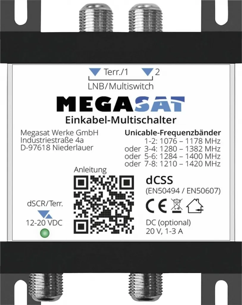 Commutateur Satellite pour Plusieurs TV via un Seul Câble Megasat 0600211