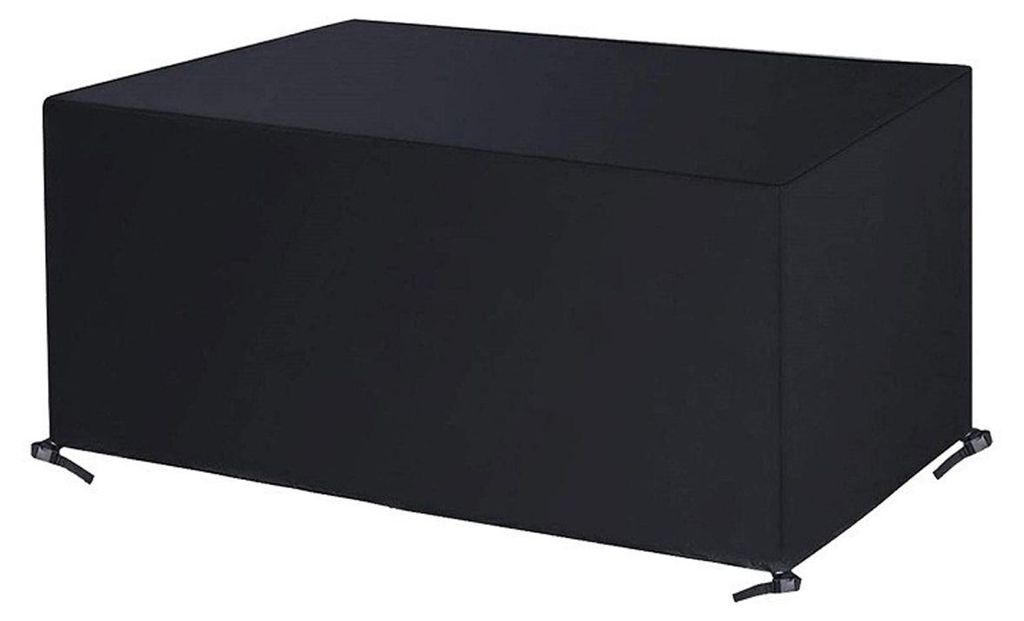 Schutzhülle für Gartenmöbel – Quadratische Terrassen-Essgruppe mit Tisch und Stühlen, wasserdicht, Schwarz