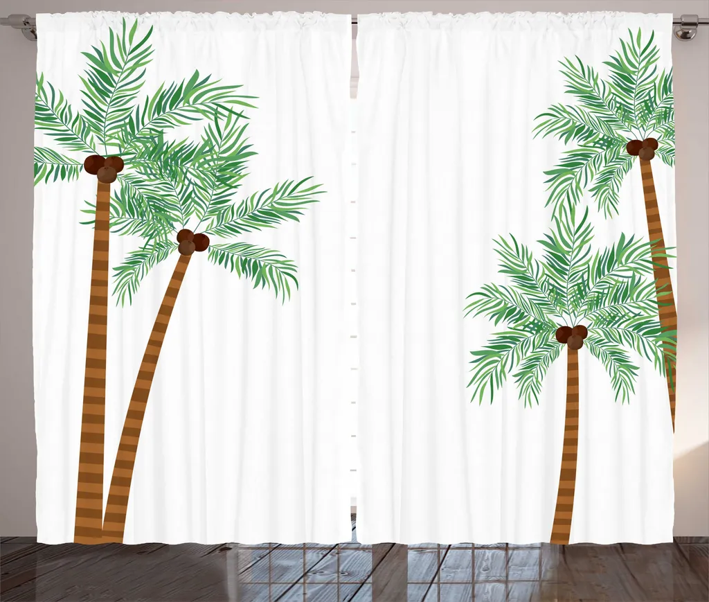 Rideau de décoration pour grande fenêtre motif palmiers 280x225 cm