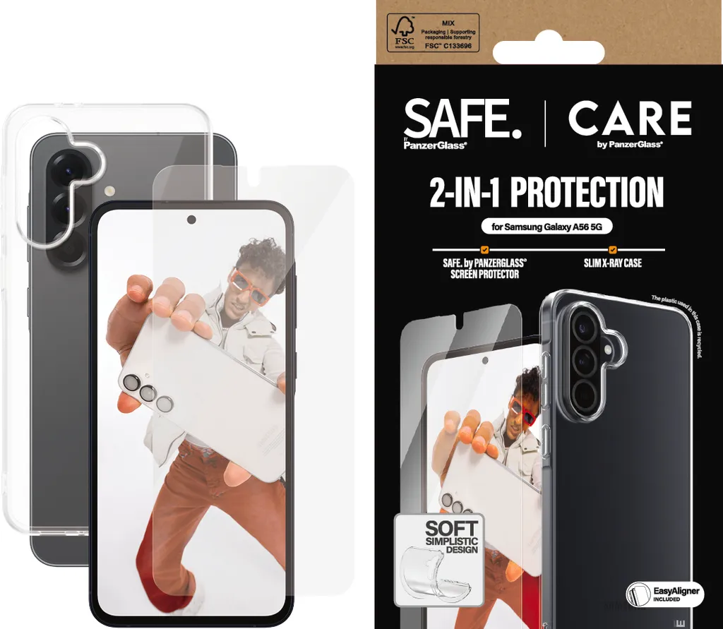 Protezione Samsung A56 5G PanzerGlass CARE: Kit Vetro e Custodia