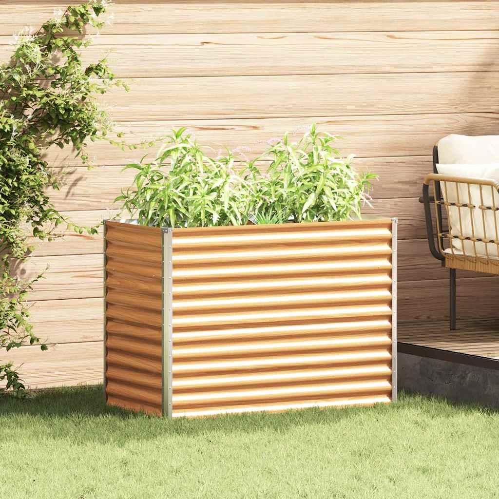 "Schlussverkauf" Hochbeet im Garten - 1 pc - Blumenbeet/Gartenbeet - Hellbraun 98x50x68 cm Verzinkter Stahl C13492