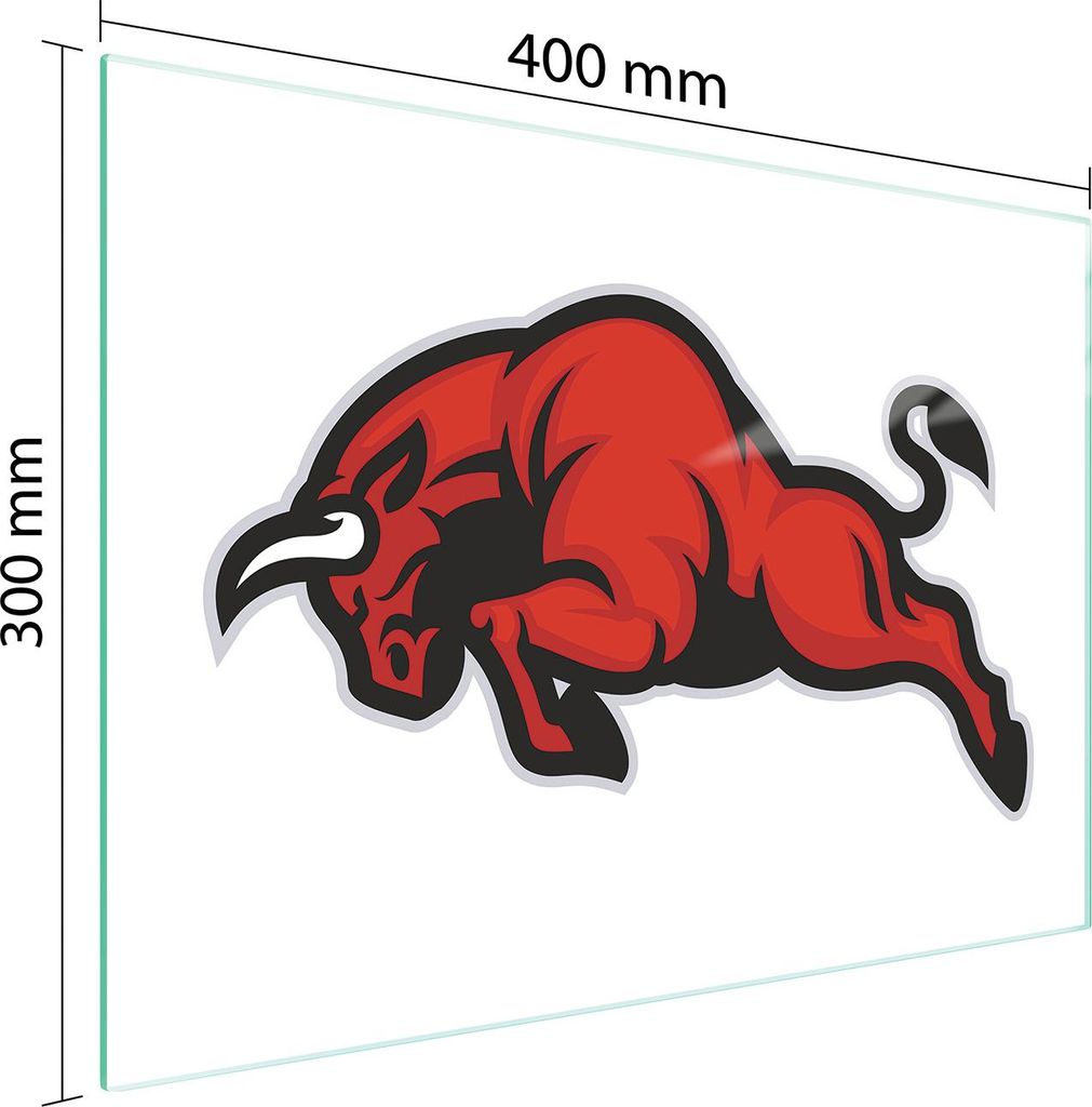 Schneidebrett Herdabdeckplatte Multiglasschneidplatte 40x30 cm Stier Rot