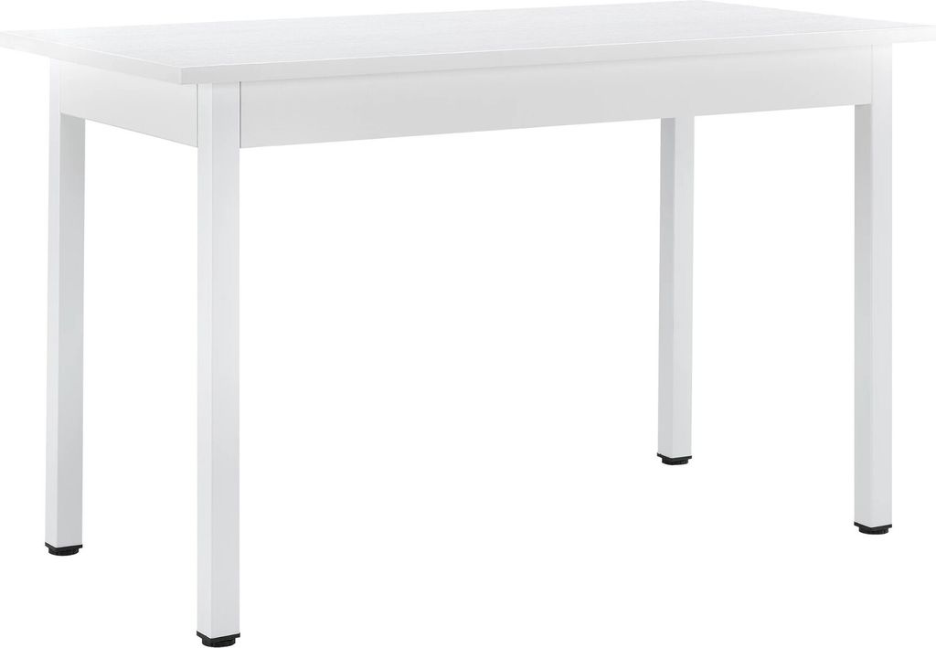 In And OutdoorMatch Design-Esstisch Dafne – 120 x 60 x 75 cm – MDF und Stahl – Weiß – minimalistisches Design – bis zu 4 Stühle
