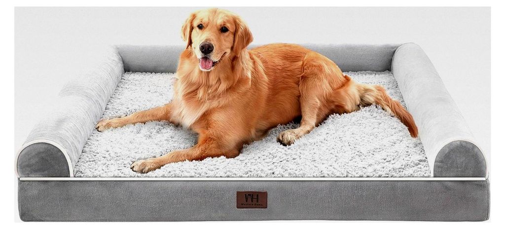 Orthopädisches Hundebett für mittelgroße und große Hunde, wasserdicht, mit waschbarer Abdeckung, grau, 106x76x19 cm