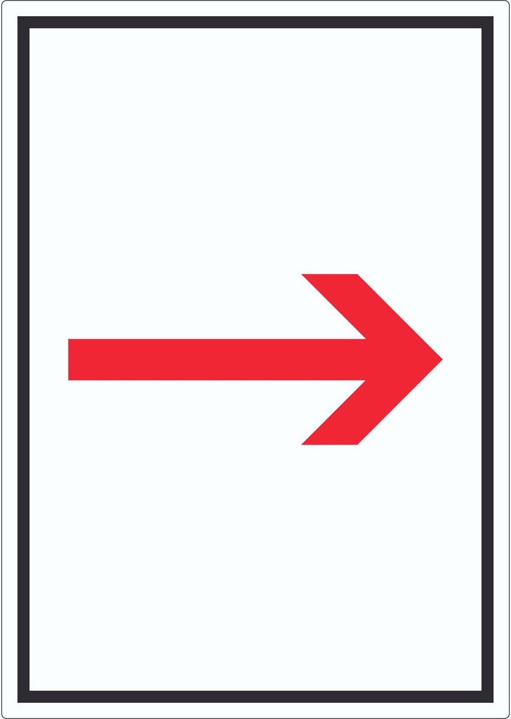 Richtungspfeil rechts Aufkleber hochkant rot weiss schwarz Pfeil A5 (148x210mm)