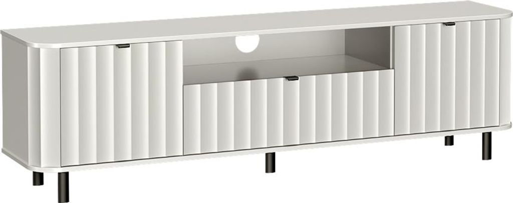 Wohnzimmer Lowboard mit 196 cm Breite in Weiß, modern, mit Wellenoptik - NASHVILLE-161
