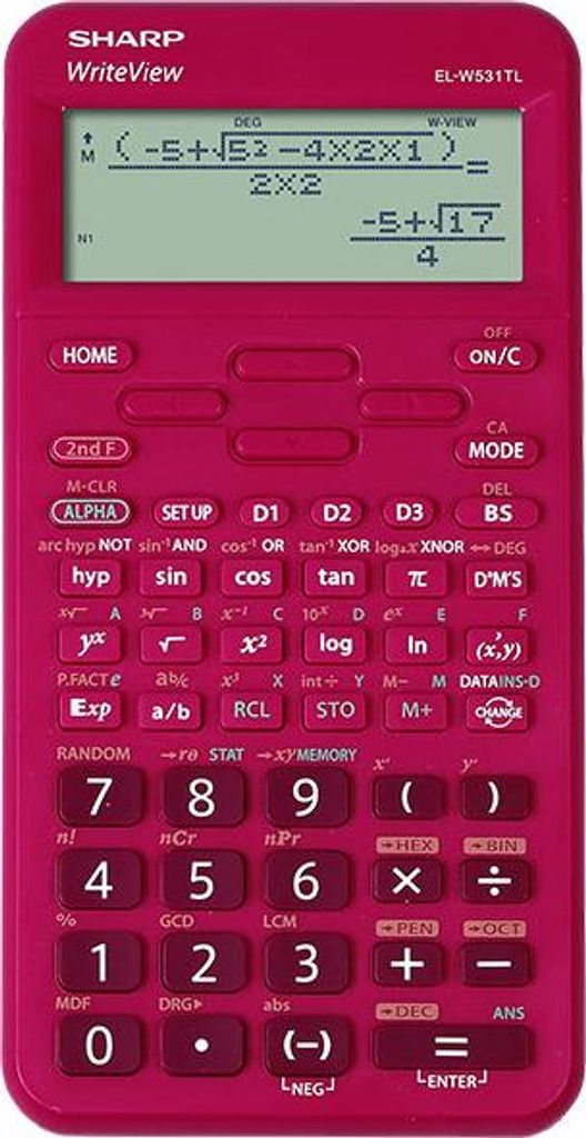 Sharp EL-W531 TL RD Schulrechner rot, WriteView, Punktmatrix-Display, Solar-/ Batteriebetrieb