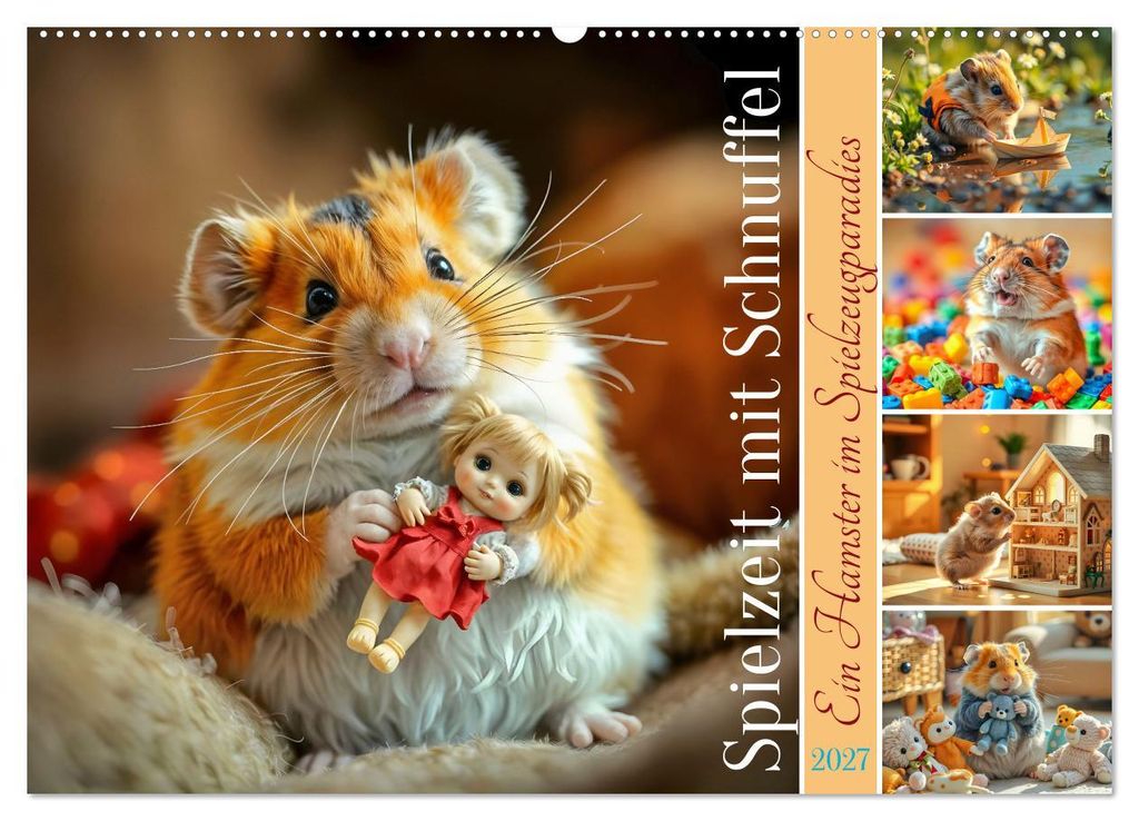 Spielzeit mit Schnuffel - Ein Hamster im Spielzeugparadies (Wandkalender 2027 DIN A2 quer), CALVENDO Monatskalender