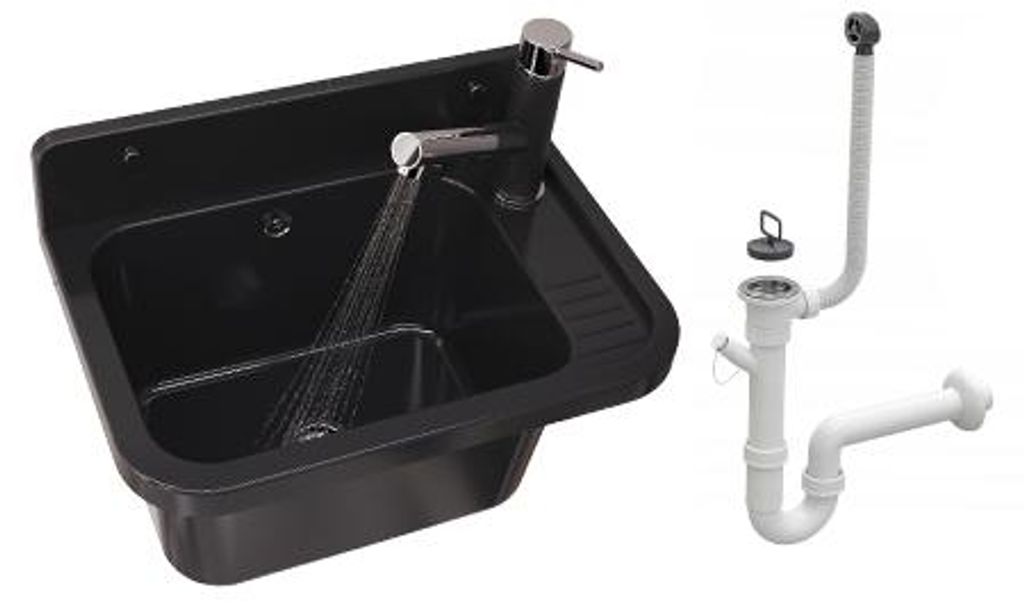 Granitan - Lavatoio - Lavandino 50x34 cm - Lavello nero - Immagine del prodotto 