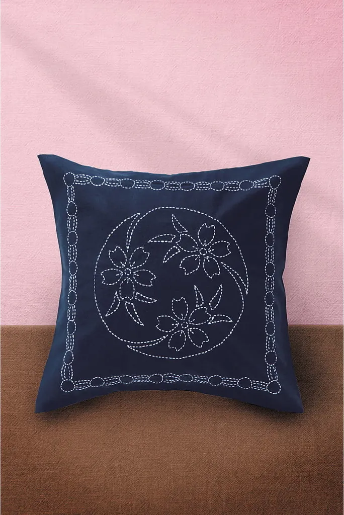 Kit DIY Coussin Sashiko Olympus en tissu imprimé 45x45 cm Japon