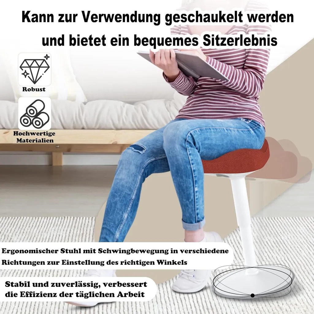 Siège Assis-Debout à Bascule Tabouret de Bureau Actif Design Triangle