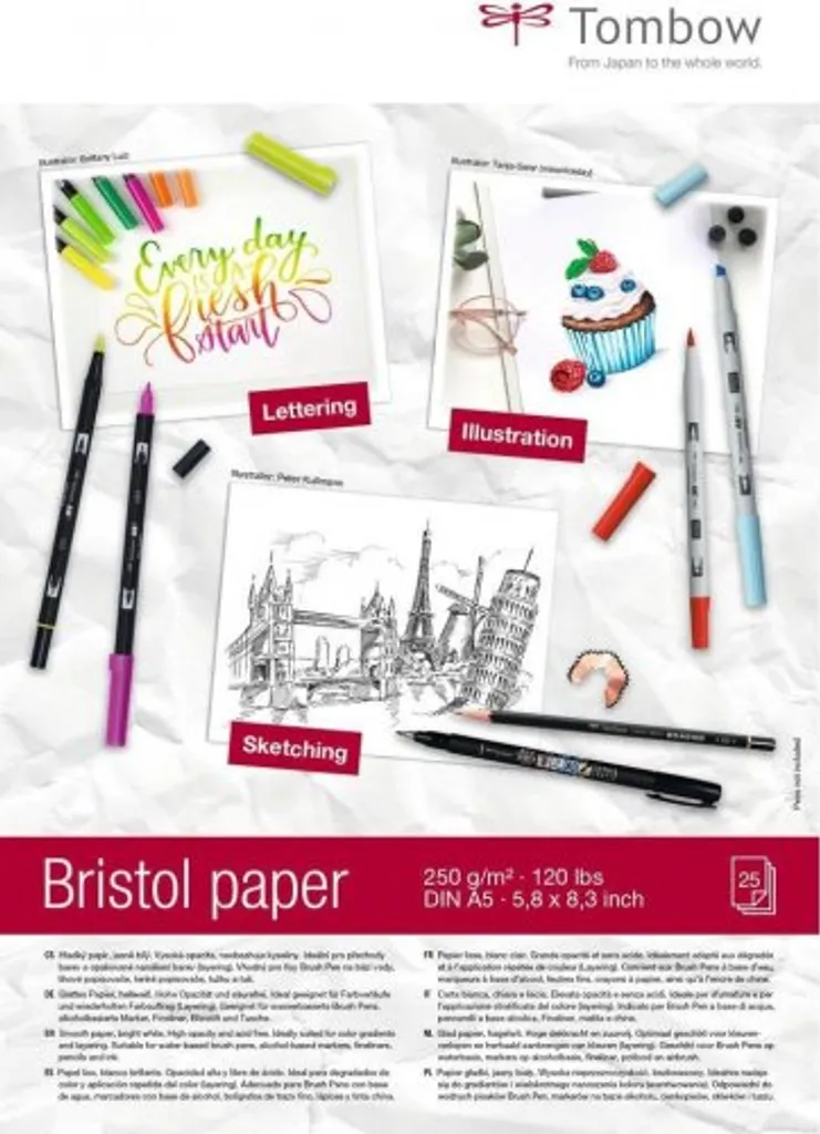 Papier Bristol A5 Tombow PB-MARK-5 pour feutres et marqueurs de dessin