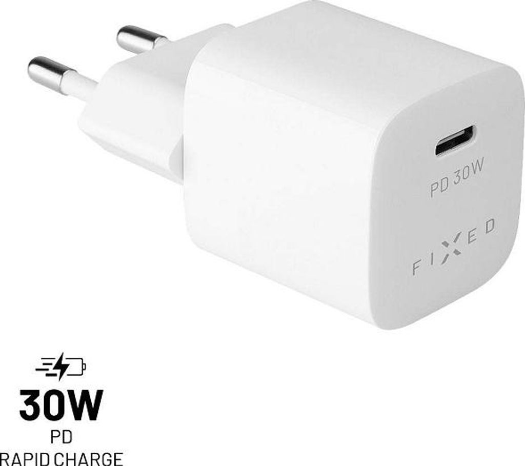 FIXED Netzwerk-Ladegerät mit USB-C-Ausgang und PD-Unterstützung, 30 W, weiß