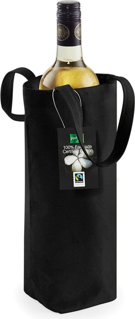 Westford Mill Baumwoll-Flaschentasche (2 Stück/Packung) BC4527 (Einheitsgröße) (Schwarz)