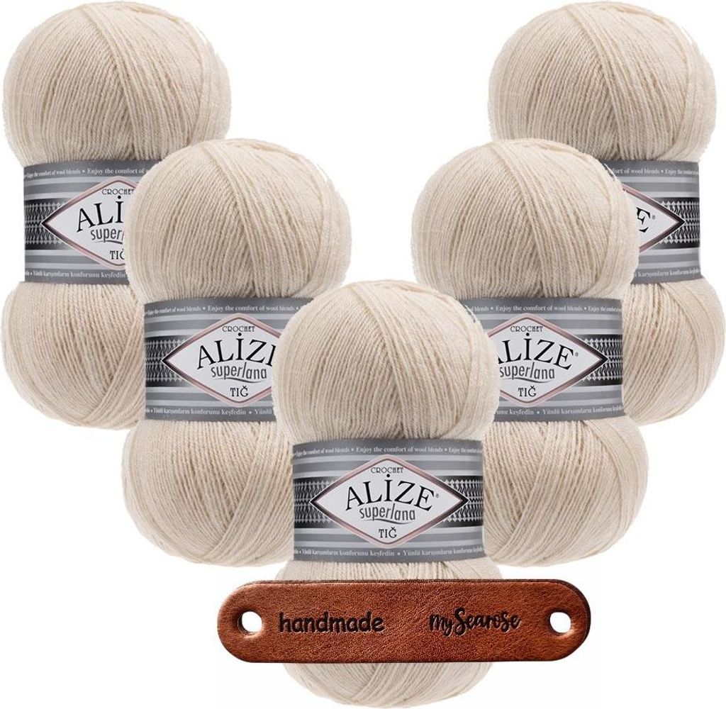 5 x ALIZE Superlana Tig 310 Honey mit Label