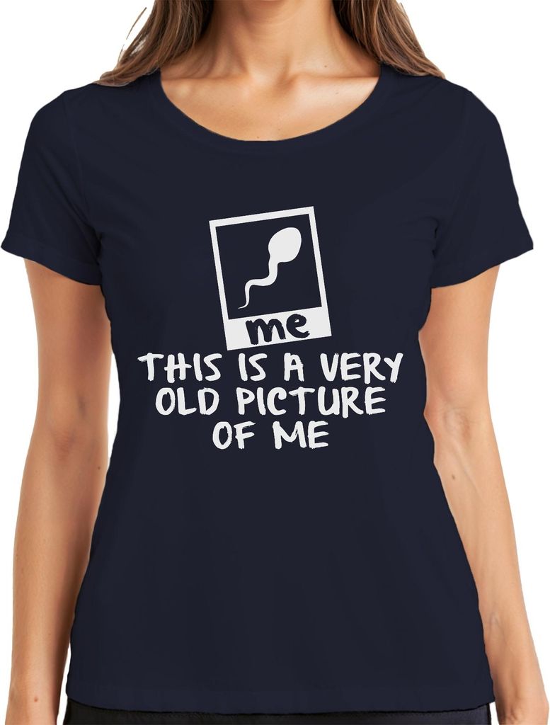 dies ist ein sehr altes foto von mir ploaroid lustiger Spruch Damen T-Shirt, Navy, XXL
