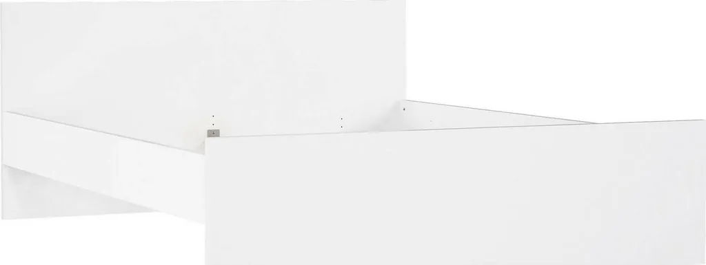Grand lit adulte 160x200 Naia blanc laqué - Structure de lit moderne