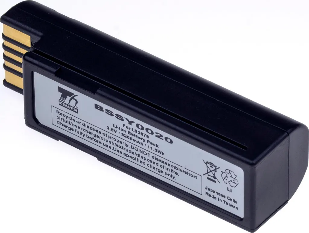 Batteria T6 Power per Zebra LI3600, Li-Ion, 3,6 V, 3200 mAh (11,5 Wh), nero