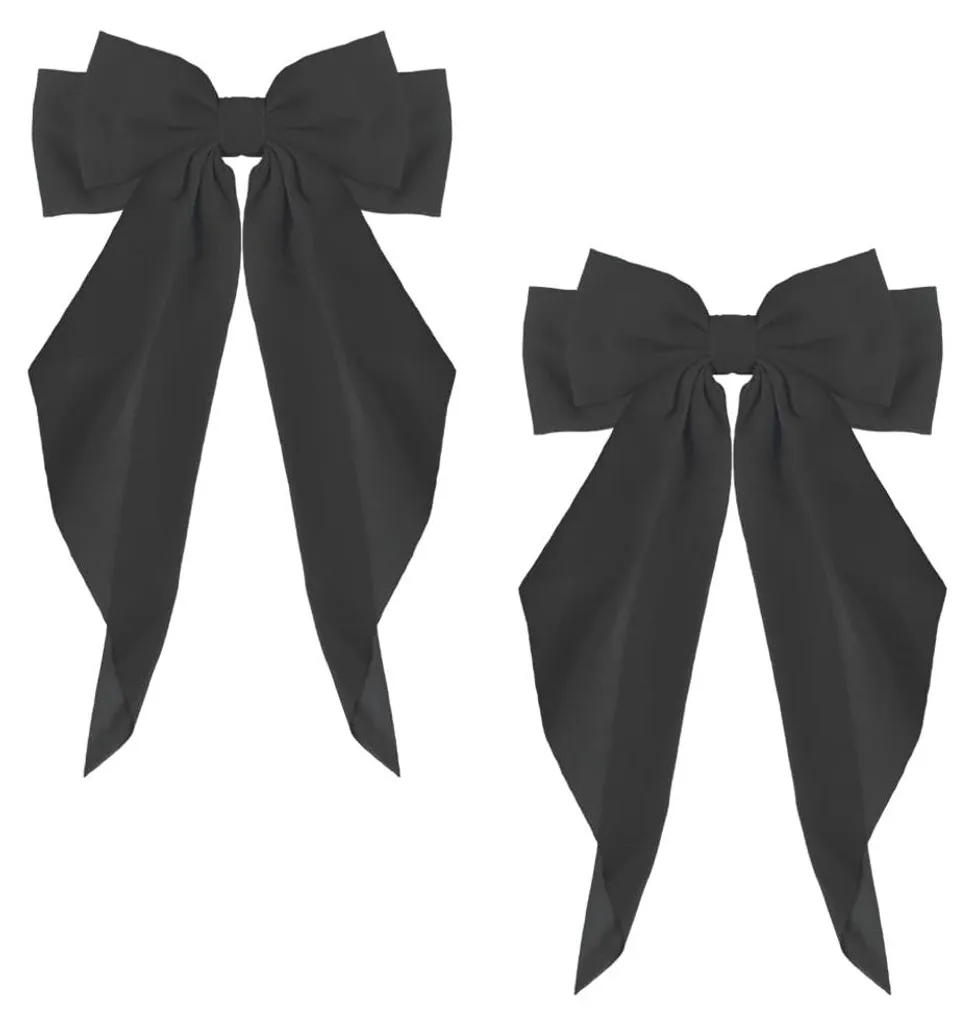 Barrettes à cheveux avec grand nœud en mousseline lot de 2 noir élégant