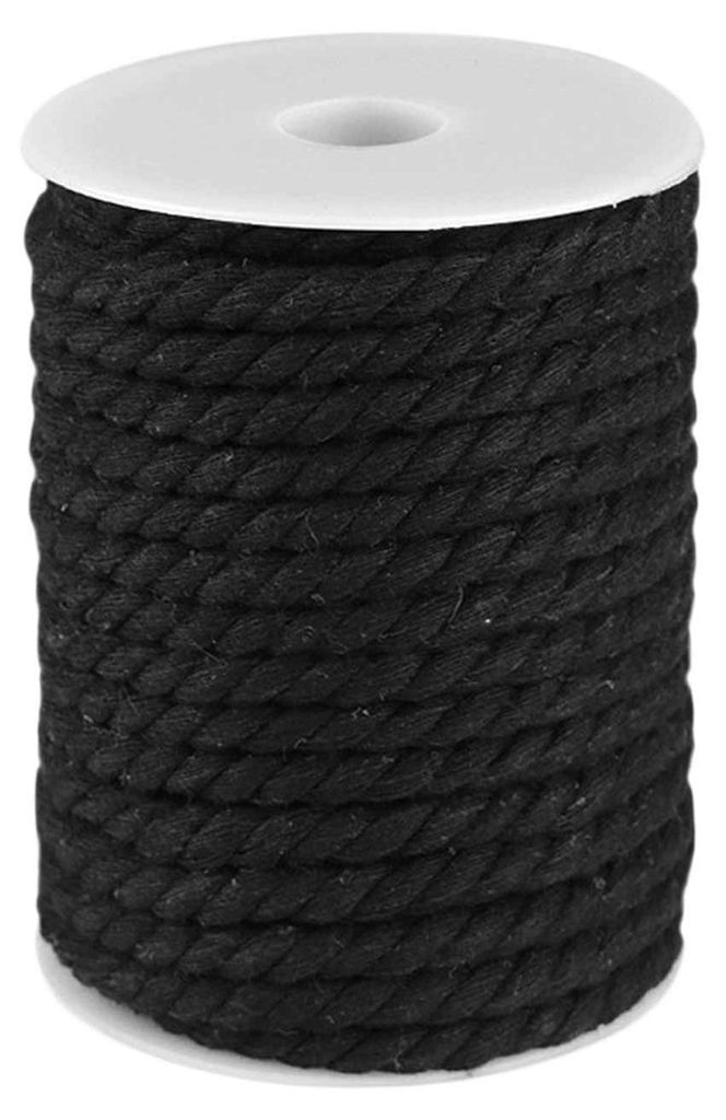 10m Baumwollseil 12 mm gedreht Baumwollschnur Naturseil schwarz
