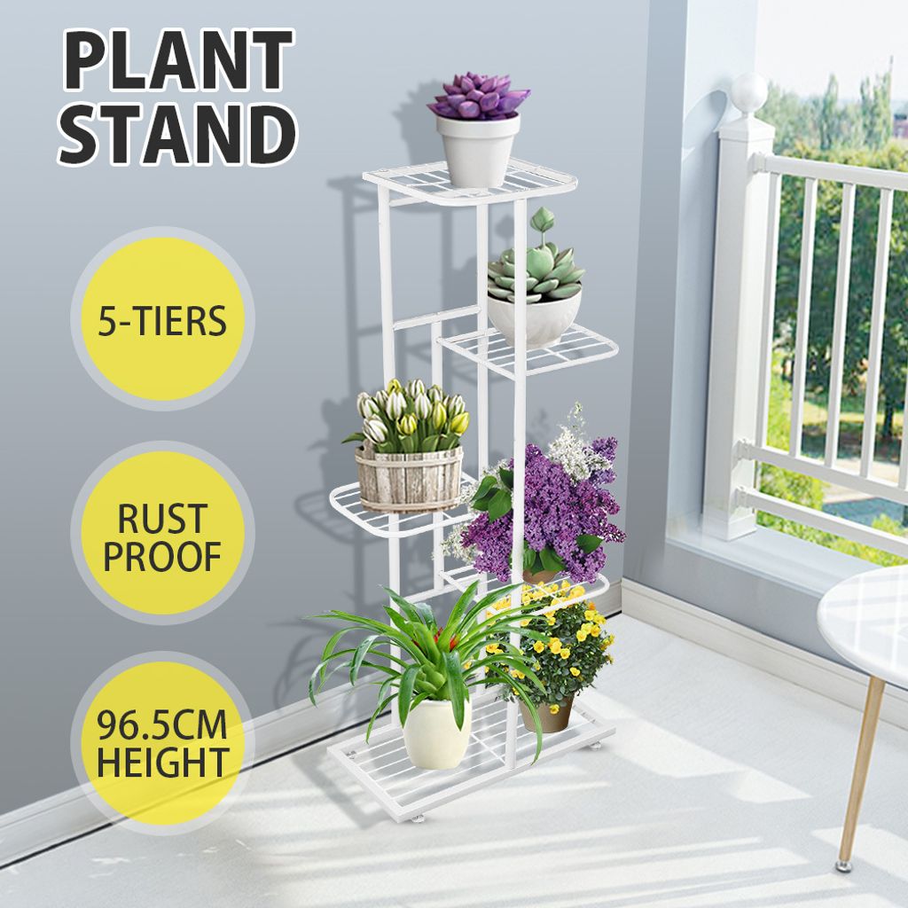 Indoor 5-Layer Blume Pflanze Stand Töpfe Display Regal Rack Halter für Garten Balkon DekorationWeiß