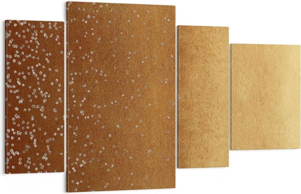 Bild auf Leinwand - Leinwandbild - 4 Teile - Abstraktion Bier Gelb - 120x70cm - Wand Bild - Wanddeko - Wandbilder - Leinwanddruck - Bilder - Wandde...
